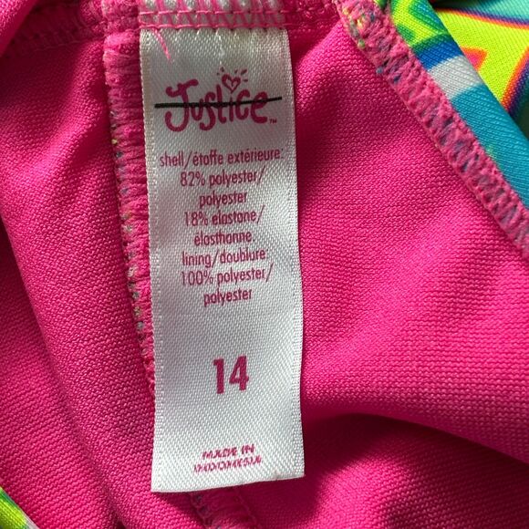Justice Girl's Size 14 Neon Tankini Swimsuit - Picture 5 of 6
